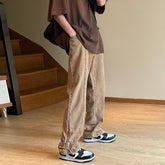 Men Jeans Brown Coffee Color Jeans Zipper Split Bootcut Trousers